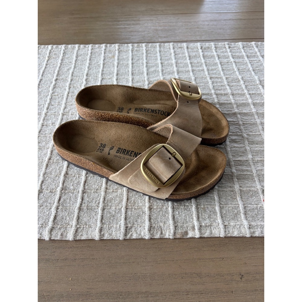 Birkenstock Madrid Big Buckle sandals tan nubuck leather sz 38